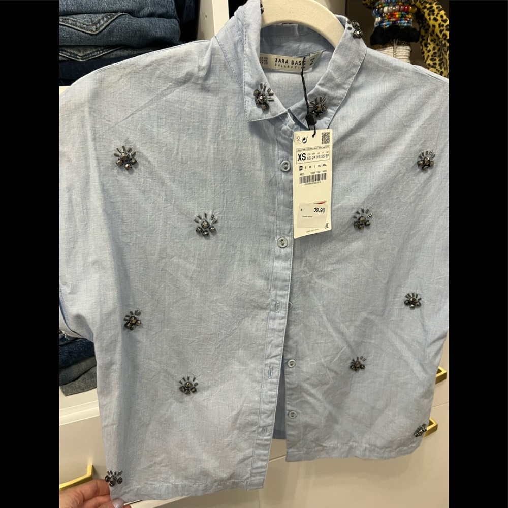 Jeweled Zara Short Sleeved Button Down